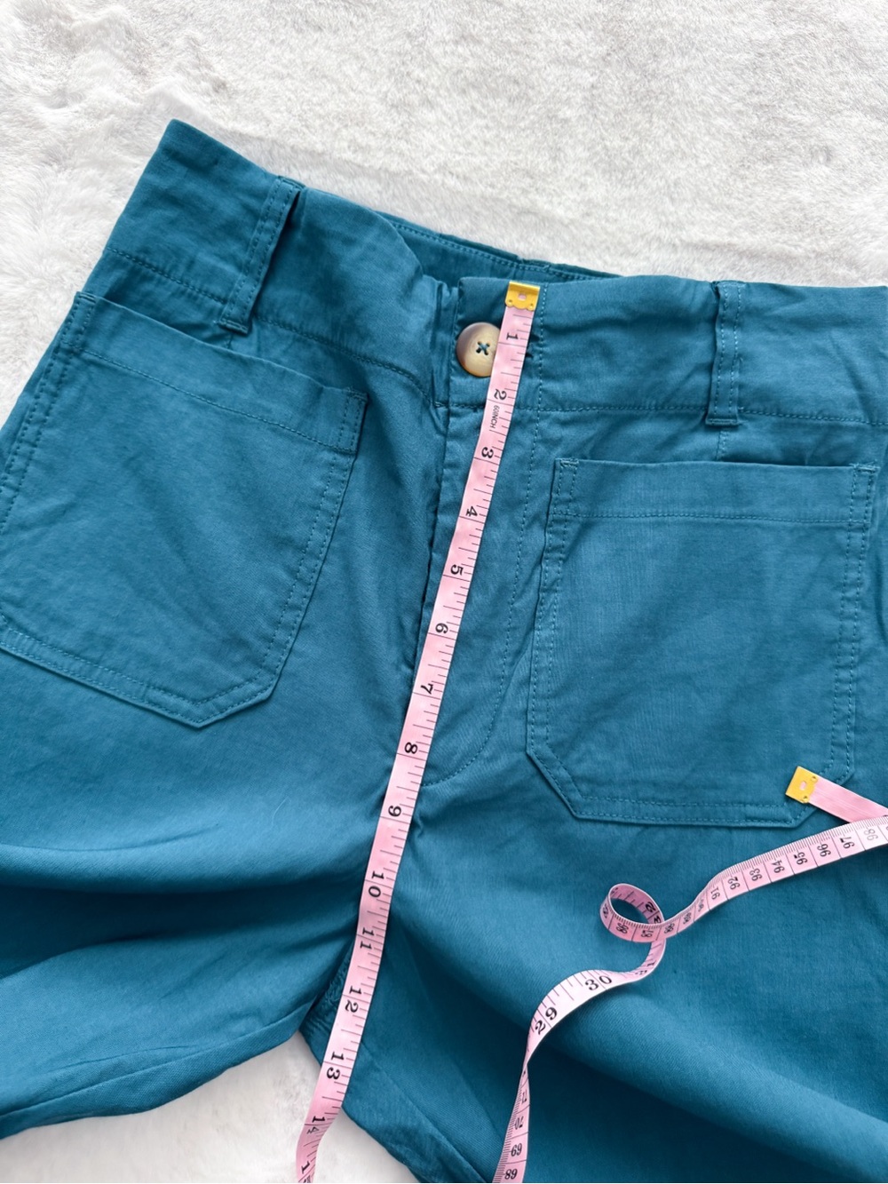 Anthropologie Maeve Colette Wide Leg Pants Trousers Dark Turquoise Cotton Linen - Picture 14 of 14